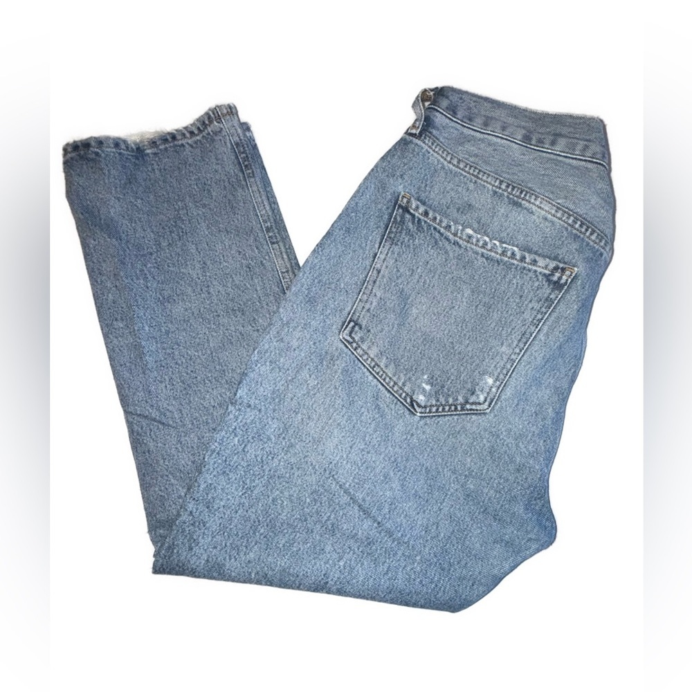 AGOLDE High Rise Boyfriend Jeans Size 31 Distressed Blue 26” Inseam 100% Cotton - Picture 4 of 9